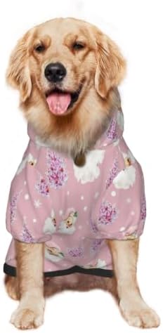 Christmas Dog Hoodie, Pink Santa Print, with Leash Hole - Image 7