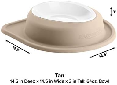 WeatherTech Single Low Pet Feeding System w/Plastic Dog/Cat Bowls - 64 oz (8 Cups) Tan (PSL6403TN)