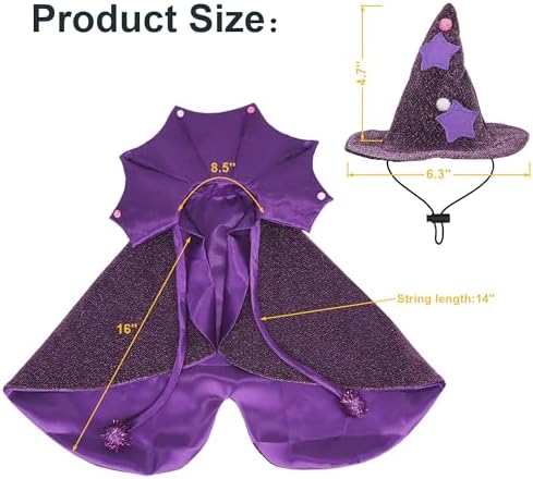 ADOGGYGO Halloween Dog Witch Costume, Purple Witch Hat and Cape Set - Image 4