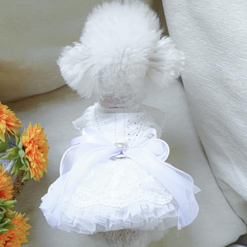 Fashion Sweet Puppy Dog Blingbling Princess Skirt Pet Dog Lace Cake Camisole Tutu Dress K-White L - Image 6