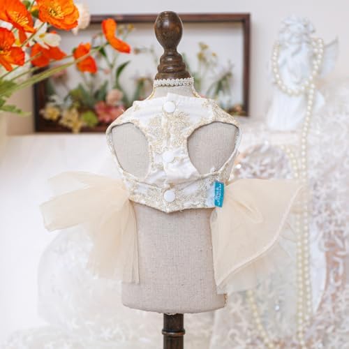 Fashion Sweet Puppy Dog Blingbling Princess Skirt Pet Dog Lace Cake Camisole Tutu Dress E-White L - Image 5