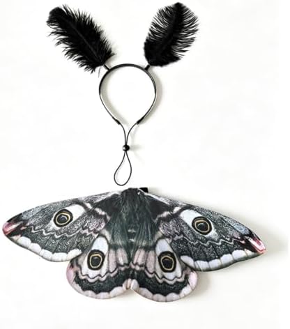 Dog Cat Moth Wings Halloween Costume with Feather Headband (Black) - Image 7