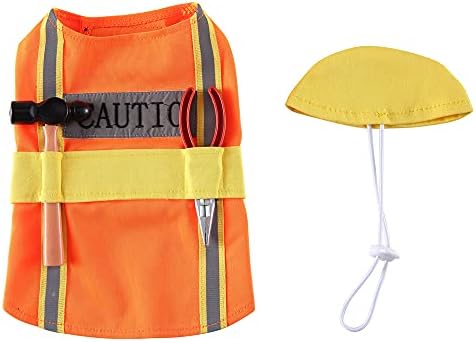 Cat Puppy Chef Construction Worker Hat Outfit Set (Worker,Large) - Image 2