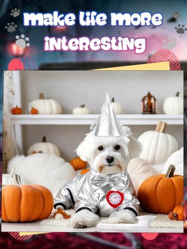 6 Pcs Halloween Dog Metallic Cosplay Costume Kit, Silver Gray, X-Large - Image 7