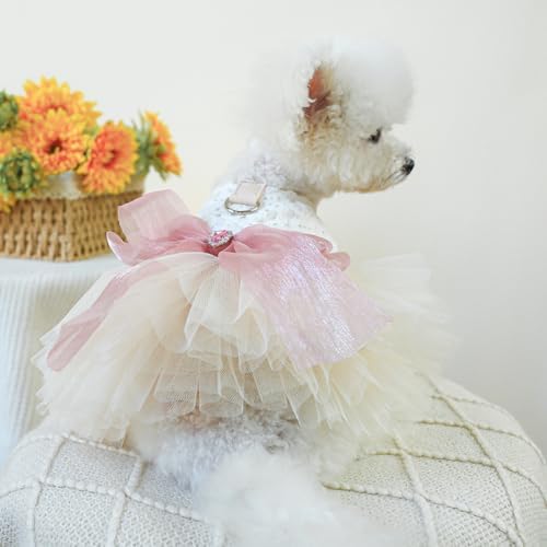 Fashion Sweet Puppy Dog Blingbling Princess Skirt Pet Dog Lace Cake Camisole Tutu Dress G-White M - Image 5