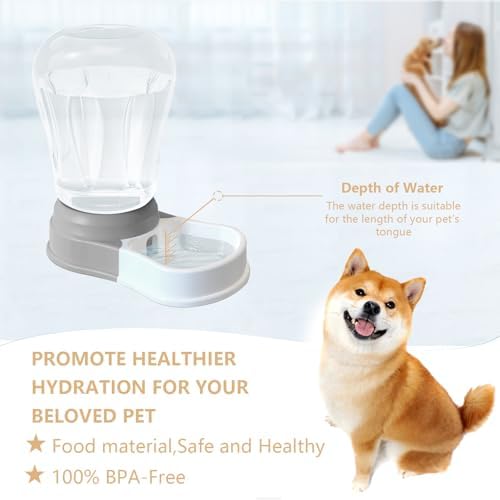 STALTWO 1.6 Gallon Automatic Gravity Dog Water Dispenser, BPA-Free, Grey