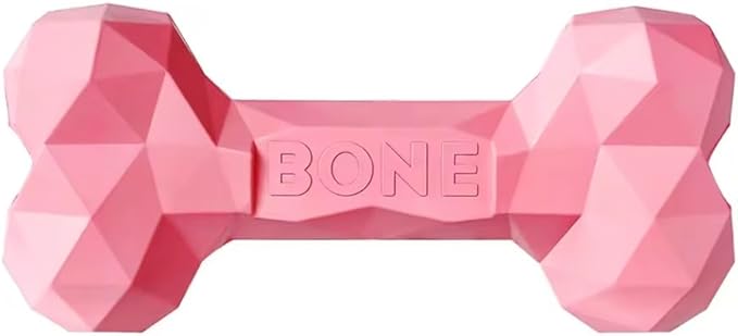 Natural Rubber Dog Chew Bone β Treat-Dispensing, Tough & Indestructible Chew Toy β Safe for Aggressive Chewers β Dental Health & Boredom Relief (Pink)