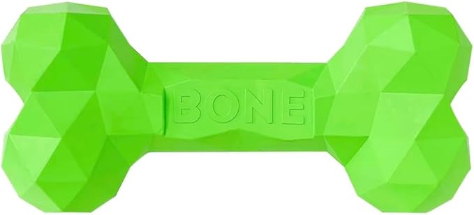 Natural Rubber Dog Chew Bone β Treat-Dispensing, Tough & Indestructible Chew Toy β Safe for Aggressive Chewers β Dental Health & Boredom Relief (Green)