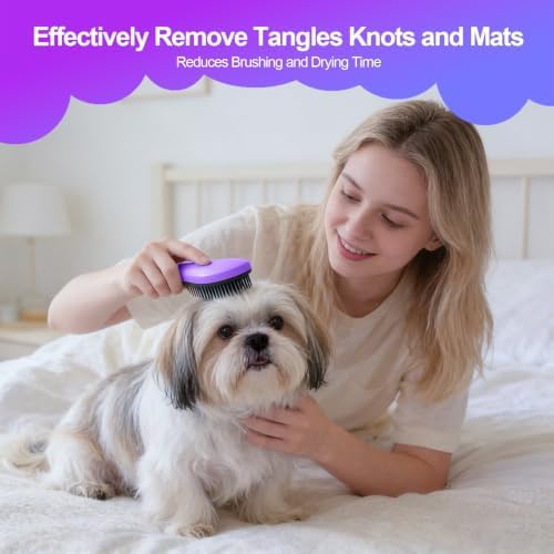 Small Dog Brush, Skin-friendly Soft Bristles (Purple) - Image 7