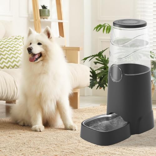 8L Automatic Dog Water Dispenser with Stainless Steel Feeder Bowl