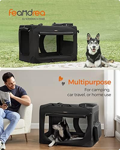 Feandrea Collapsible Soft Dog Crate, Portable Travel Carrier, 40 Inches