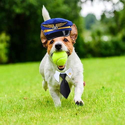 Yewong 3-Piece Pet Captain Costume Accessory Set - Dog & Cat Pilot Hat, Formal Necktie & Collar - Fancy Dress & Halloween Party (Set-A) - Image 6
