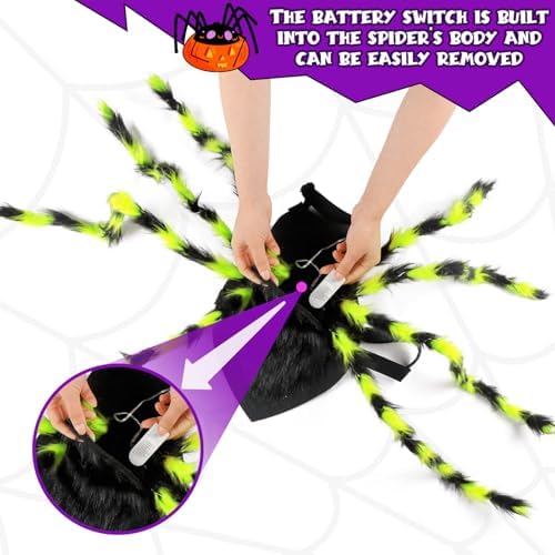 OurWarm Dog Halloween Costumes, Adjustable Medium Large Dog Spider Costume - Image 7