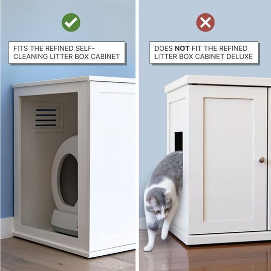 Refined Self Cleaning Litter Box Cabinet-Litter Catch White