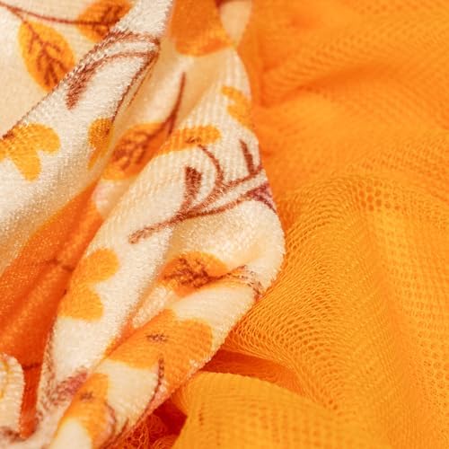 Fitwarm Pumpkin Flower Dog Dress, Thanksgiving Outfit for Small Dogs Girl, Fall Pet Outfit, Beige, Orange, Medium - Image 7