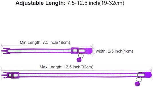 3 Pack Reflective and Breakaway Cat Collars with Bells,Adjustable Kitten Collars from 7.5 to 12.5 Inches, Ideal of Kitten Collar, Suitable for Girls and Boys (Purple)