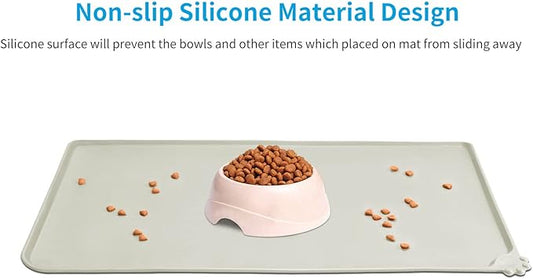 AUDWUD Silicone Waterproof Pet Feeding Mats,Anti Slip Bowl Pad, Dog Mat for Food and Water