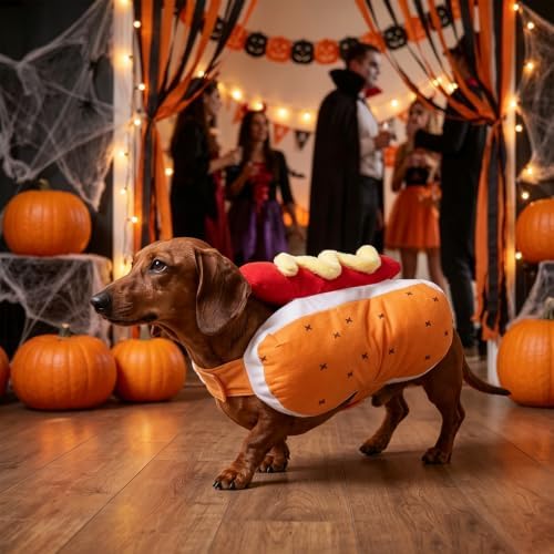 Dachshund Halloween Costumes Hot Dog Costume Soft Comfortable Pet Outfit - Image 7