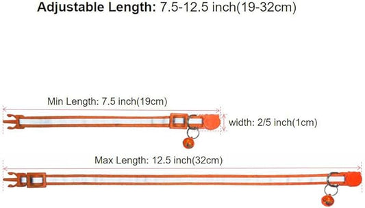 3 Pack Reflective and Breakaway Cat Collars with Bells,Adjustable Kitten Collars from 7.5 to 12.5 Inches, Ideal of Kitten Collar, Suitable for Girls and Boys (Orange)