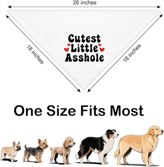 Cutest Little Asshole White Dog Bandana, Cute Soft Pet Scarf Decor, Funny Pet Bandanas Accessories for Outdoor Camping Playtime, Birthday Thanksgiving Gifts for Pet Lover Dog Mom Dad