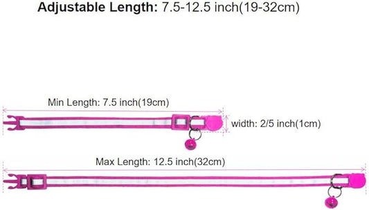 3 Pack Reflective and Breakaway with Bells of Cat Collar,Adjustable from 7.5 to 12.5 Inches, Ideal of Kitten Collar, Suitable for Girls and Boys (Rose)