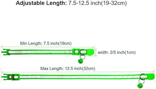 3 Pack Reflective and Breakaway Cat Collars with Bells,Adjustable Kitten Collars from 7.5 to 12.5 Inches, Ideal of Kitten Collar, Suitable for Girls and Boys(Green)