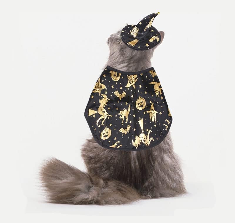 Estivaux Pet Halloween Costumes Dogs Cats Halloween Witch Pet Costume Cape Hat Halloween Vampire Cloak Wizard Cats Cosplay Clothes Apparel for Small Dogs Cats Halloween Party Decorations - Image 5
