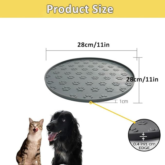 Dog Food Mats - Waterproof Silicone Dog Mat for Food and Water, Pet Food Mat with Edges, Nonslip Pet Feeding Mat for Protecting Floors (2Pack Grey)