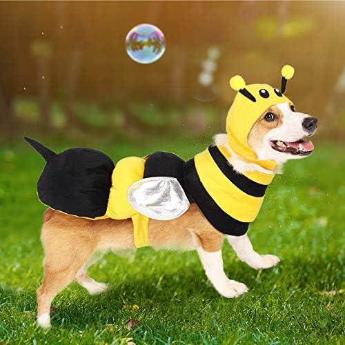 Spooktacular Creations Pet Dog Bee Costume with 3D Bee Hat, Silver Wings for Halloween Dress-up Party, Role Play, Carnival Cosplay, Holiday Decorations Clothes (Large) - Image 5
