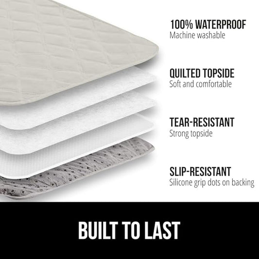 GORILLA GRIP Waterproof Bed Cover for Dogs, 82x82, Gripped Slip Resistant Backing, Leak Proof Washable Dog Blanket Covers Sofa, Couch, Sectional, Crate, Car, RV Seats, Pet Puppy Essentials Light Taupe