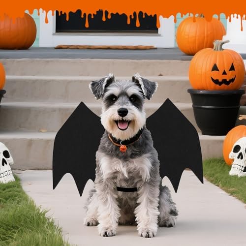 Dog Halloween Costumes for Small Dogs, Dog Bat Wings with Pumpkin Bell Pet Halloween Cosplay Party Dress Up (Small) - Image 7