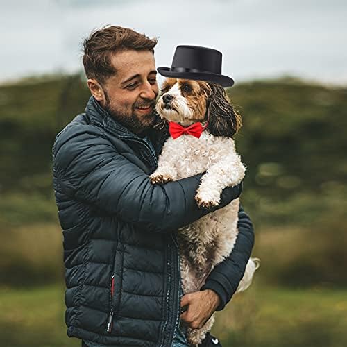 Yewong 2 Pieces Pet Formal Accessories Set - Pet Top Hat with Pet Formal Necktie/Bowtie Birthday Party Gradation Halloween Costumes Accessories for Dog Cat (Red-A) One Size - Image 6