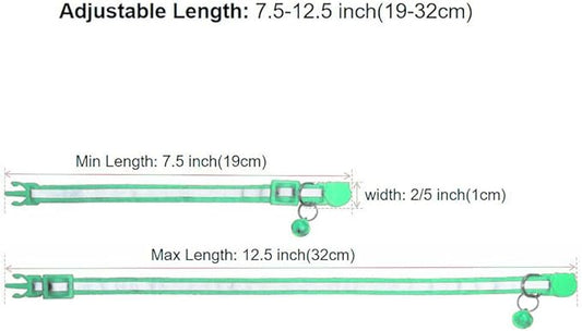3 Pack Reflective and Breakaway with Bells of Cat Collar,Adjustable from 7.5 to 12.5 Inches, Ideal of Kitten Collar, Suitable for Girls and Boys (Light Green)