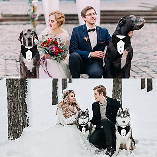 GOYOSWA Dog Tuxedo Suit Wedding Bandana Collar with Bow Tie, Adjustable Formal Dog Tux, Engagement Birthday Tuxedo for Small Medium Large Dogs Pets (Small: Neck 12.5”-21”) - Image 6