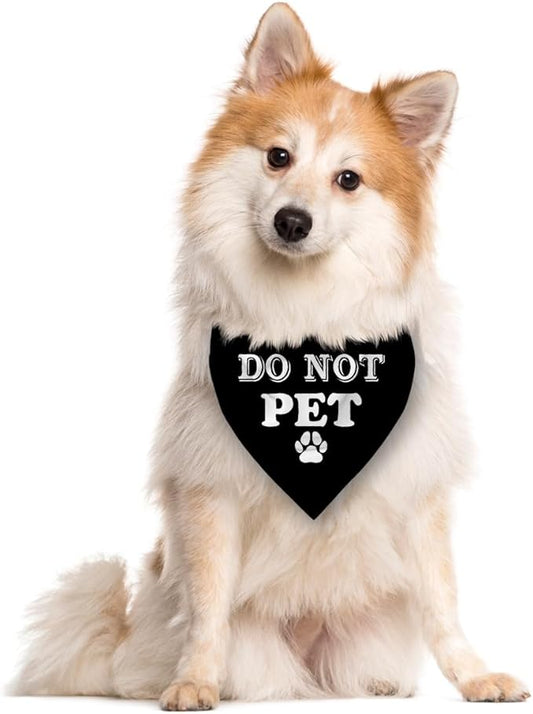 Do Not Pet Dog Bandana, Black Dog Bandana, Gift for Dogs Lover, Funny Cute Pet Triangle Scarf Accessories for Small Medium Large Dogs (D38)