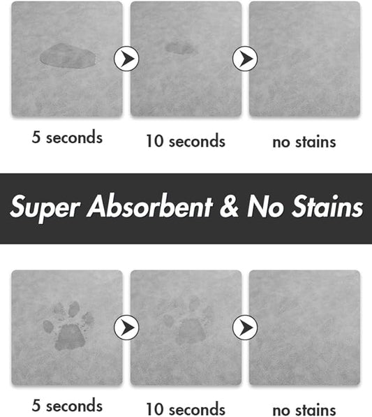 MontVoo-Absorbent Pet Feeding Mat-No Stains Pet Mat for Food and Water Bowl-Quick Dry Cat & Dog Food Mat Water Dispenser Mat-Pet Supplies Mat-Dog Water Bowl Mat for Messy Drinker,(LightGrey,23"x34")