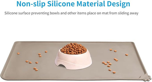 AUDWUD Silicone Waterproof Pet Feeding Mats,Anti Slip Bowl Pad, Dog Mat for Food and Water