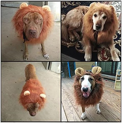 Funny Dog Costume, Lion Mane Wig for Dog Halloween Christmas Dress Up (with Ears, Color: Light Brown, Size: Large) - Image 7