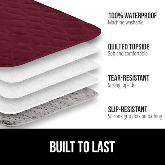 GORILLA GRIP Waterproof Bed Cover for Dogs, 82x68, Gripped Slip Resistant Backing, Leak Proof Washable Dog Blanket Covers Sofa, Couch, Sectional, Crate, Car, RV Seats, Pet Puppy Essentials, Burgandy