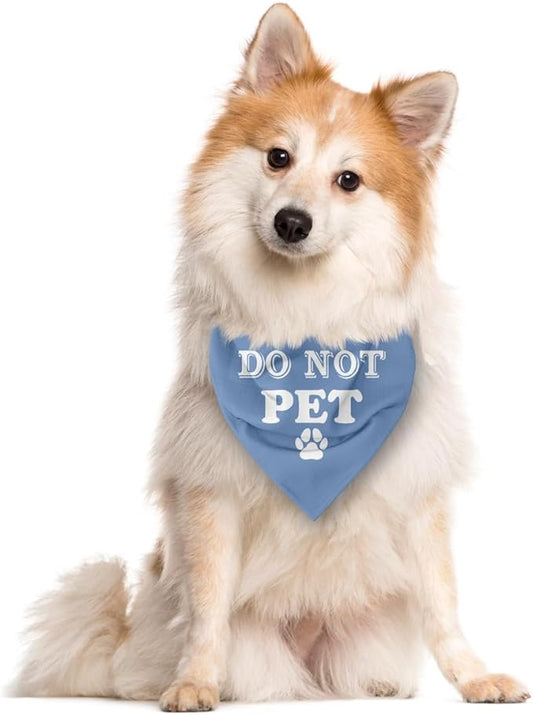 Do Not Pet Dog Bandana, Baby Blue Dog Bandana, Funny Cute Dog Bandana, Pet Dog Triangle Scarf, Pet Dog Scarf Accessories, Gift for Dog Lover, Dog Bandana for Small Medium Large Dogs (E60)