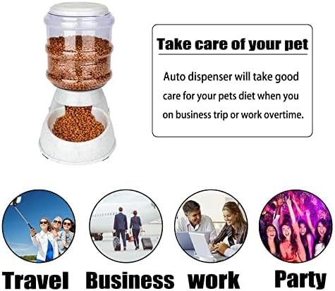 Gray 3 Gallon Gravity Dog Feeder - Automatic Food Dispense for Large Dogs, Easy to Clean