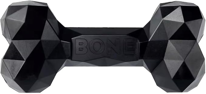 Natural Rubber Dog Chew Bone β Treat-Dispensing, Tough & Indestructible Chew Toy β Safe for Aggressive Chewers β Dental Health & Boredom Relief (Black)