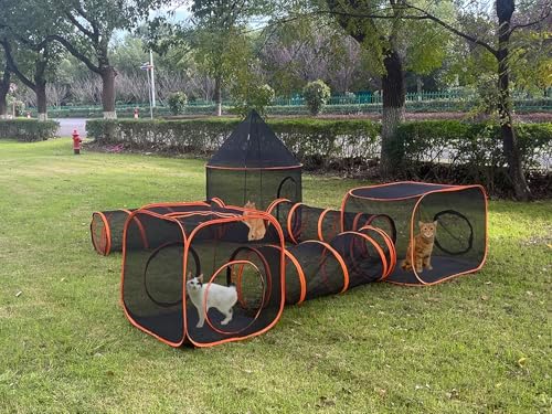 6 in 1 Cat Enclosure Cat Tunnel for Outside Rabbit and Small Animals Tent with Carry Bag