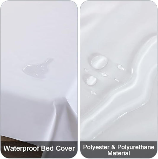 DUJUIKE Waterproof Bed Cover for Dog and Cats,Pet Hair Resistant Bed Sheet Cover, Protective BedLinerCover with 100% Waterproof Breathable Thin Fabric (White, Super King 90 * 118 inch)