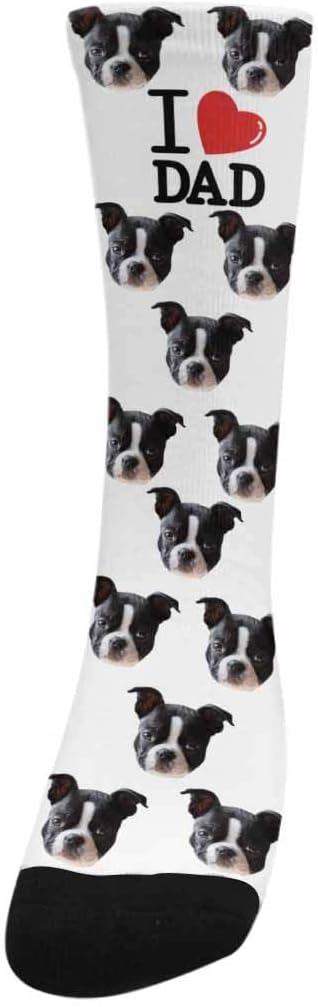 Custom Face Socks, Personalized Dog Lover Pet Photo Picture on Socks Unisex Athletic Crew Socks for Men Women