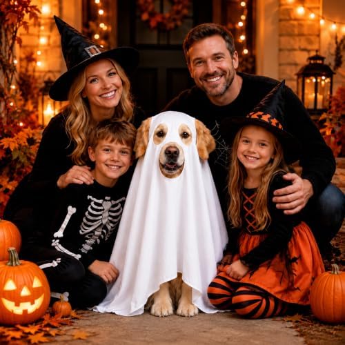 Halloween Ghost Dog Costume Glow Eyes Breathable Outfit for Medium Dogs - Image 7