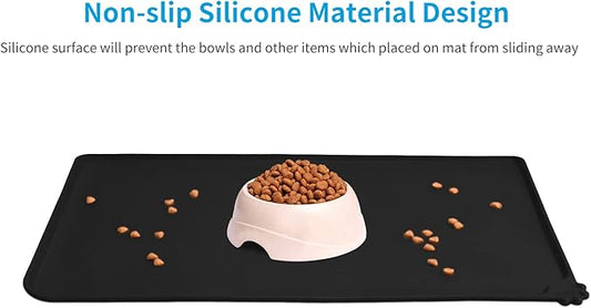 AUDWUD Silicone Waterproof Pet Feeding Mats,Anti Slip Bowl Pad, Dog Mat for Food and Water