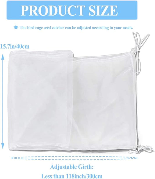 ASOCEA Extra Large Bird Cage Seed Catcher Guard Universal Birdcage Cover Nylon Mesh Net for Parrot Parakeet Macaw Lovebird - White (Not Include Birdcage) …