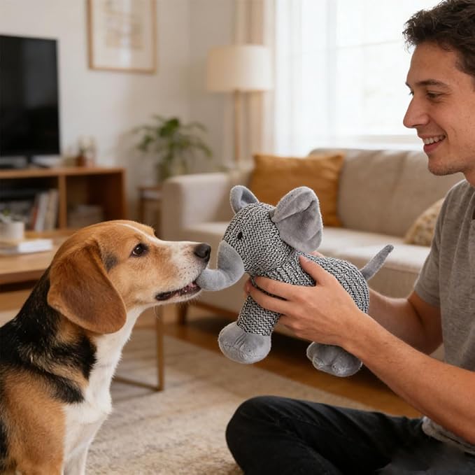 Linen Safari Companions, Squeaky Dog Chew Animals, with Durable Linen Material, Durable and Resistant to Chewing, for Relieve Dog's Boredom (Dog+Monkey)