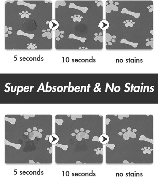 MontVoo Dog Food Mat-Large Pet Feeding Mat for Food and Water-No Stains Quick Dry Dispenser Cat Bowl Mat for Messy Drinkers(23"X34" Dark Grey)